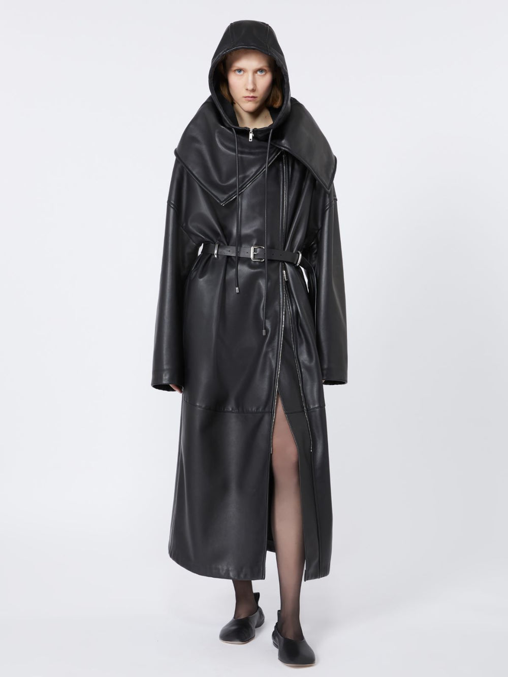 Long leather coat - RUNWAY - Black