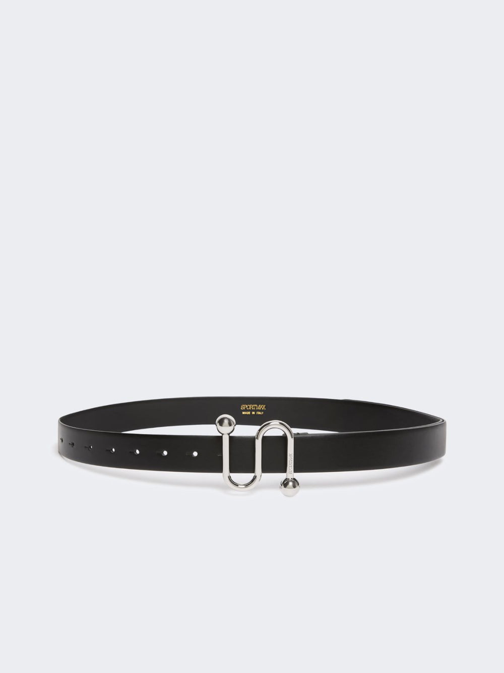 Leather belt with S buckle - Black