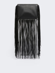 Mini Soffy Bag in nappa with fringes - Black