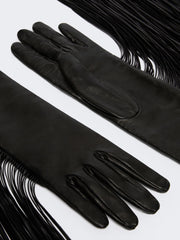Long gloves with fringes - RUNWAY - Black