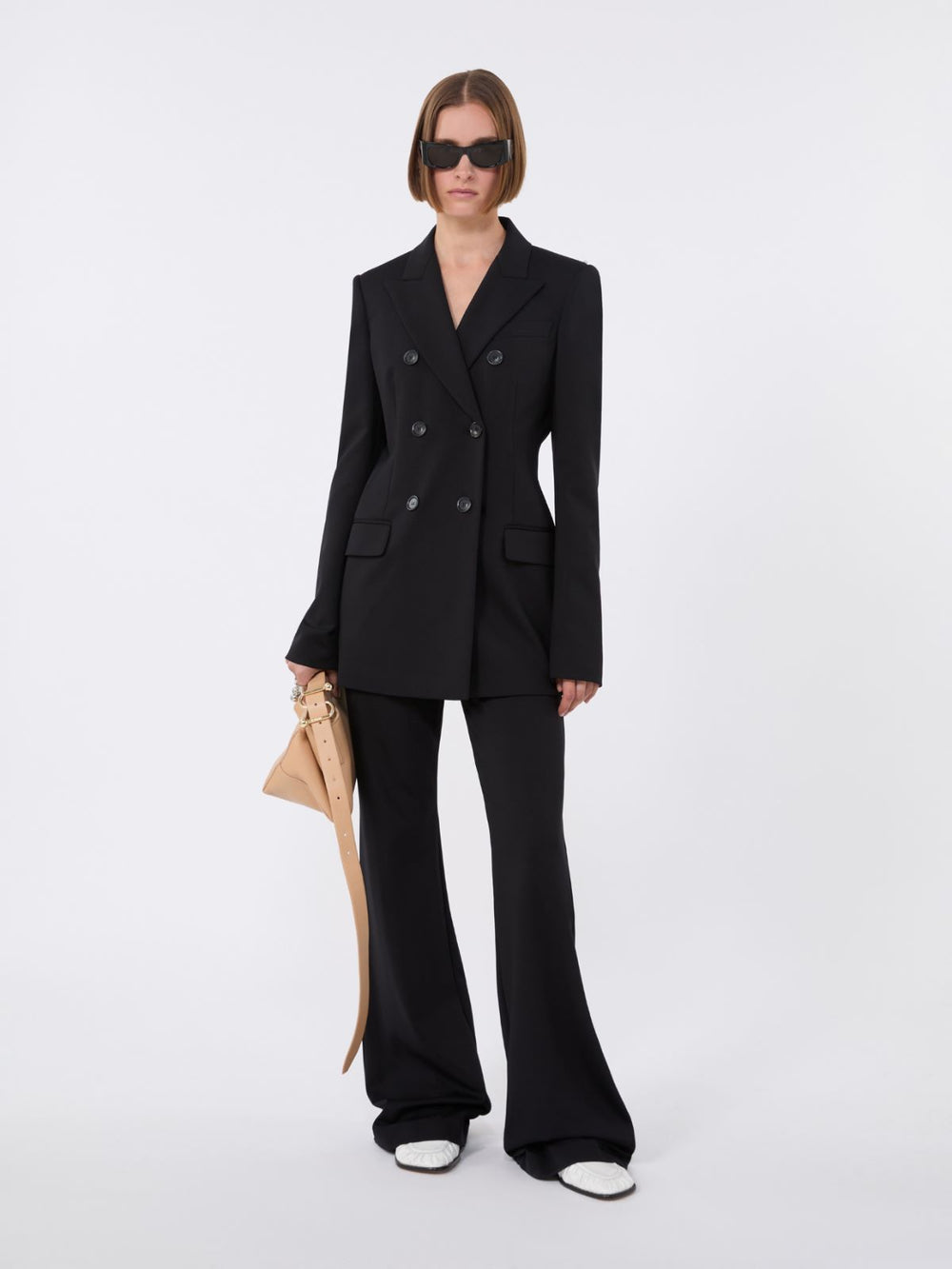 Flared trousers in stretch jersey - Black