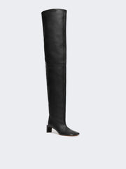 Thigh-high calfskin boots - RUNWAY - Black