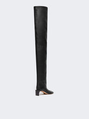 Thigh-high calfskin boots - RUNWAY - Black