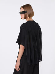 Cotton T-shirt with pleated back - Black