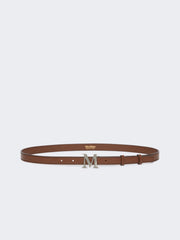 Natural leather Monogram belt - Brown