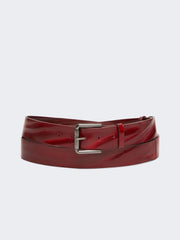 Long leather belt - Bordeaux