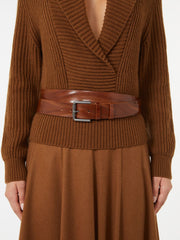 Long leather belt - Dark brown