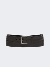 Long leather belt - Black