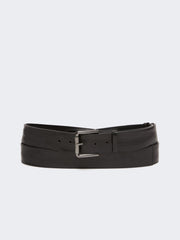 Long leather belt - Black