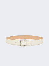 Natural leather belt - White