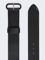 Semi-glossy leather belt - Black