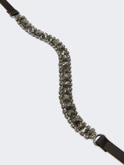 Bejewelled satin belt - Black