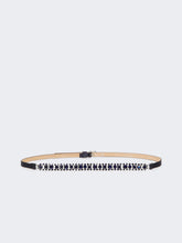 Bejewelled satin belt - Navy