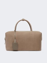 Large nubuck leather Boston bag - Turtledove