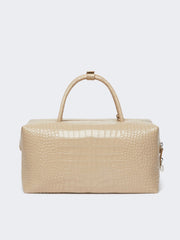 crocodile-print leather Boston bag - Ice Large