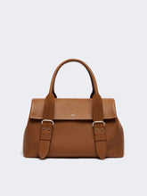 Semi-glossy leather Archetipo handbag - Amber brown
