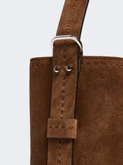 Small Archetipo bag in split leather - Dark brown
