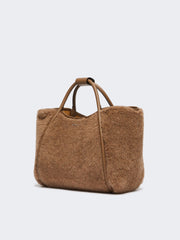 Small Marine Bag in alpaca and cashmere Teddy fabric - Bronze