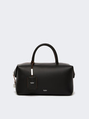 Medium natural leather bowler bag - Black