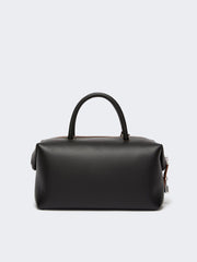 Medium natural leather bowler bag - Black