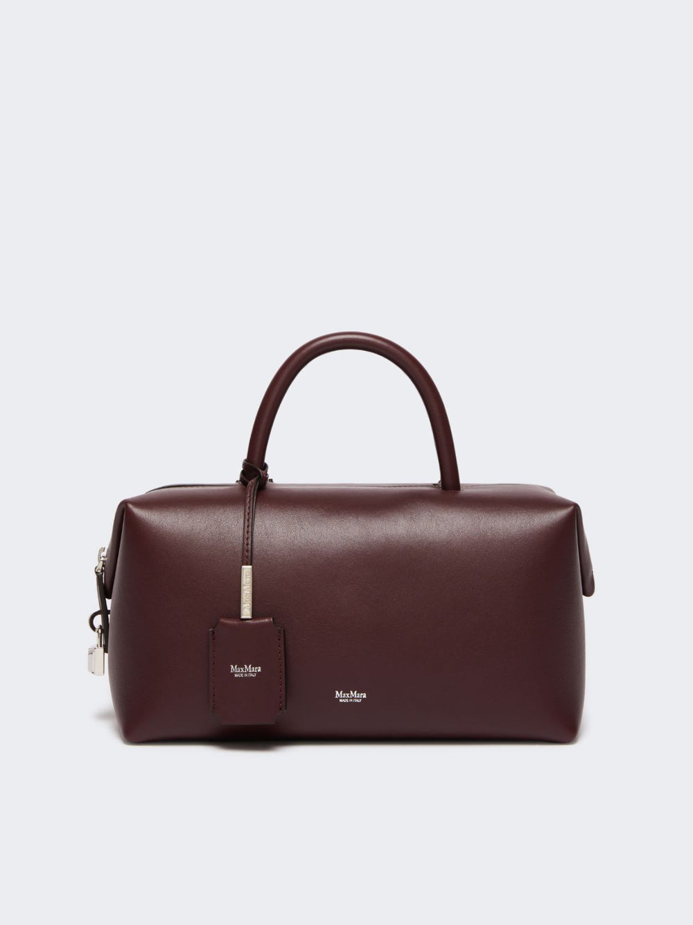 Medium natural leather bowler bag - Bordeaux