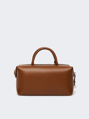Medium natural leather bowler bag - Amber brown