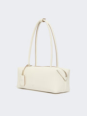Natural leather bowler bag - White