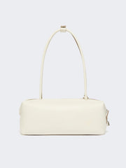 Natural leather bowler bag - White