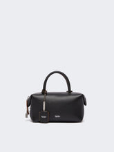 Small natural leather bowler bag - Black
