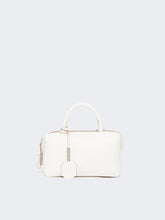 Small natural leather bowler bag - White
