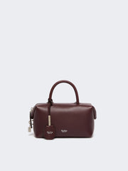 Small natural leather bowler bag - Bordeaux