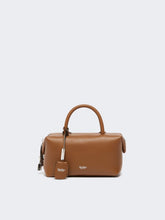 Small natural leather bowler bag - Amber brown
