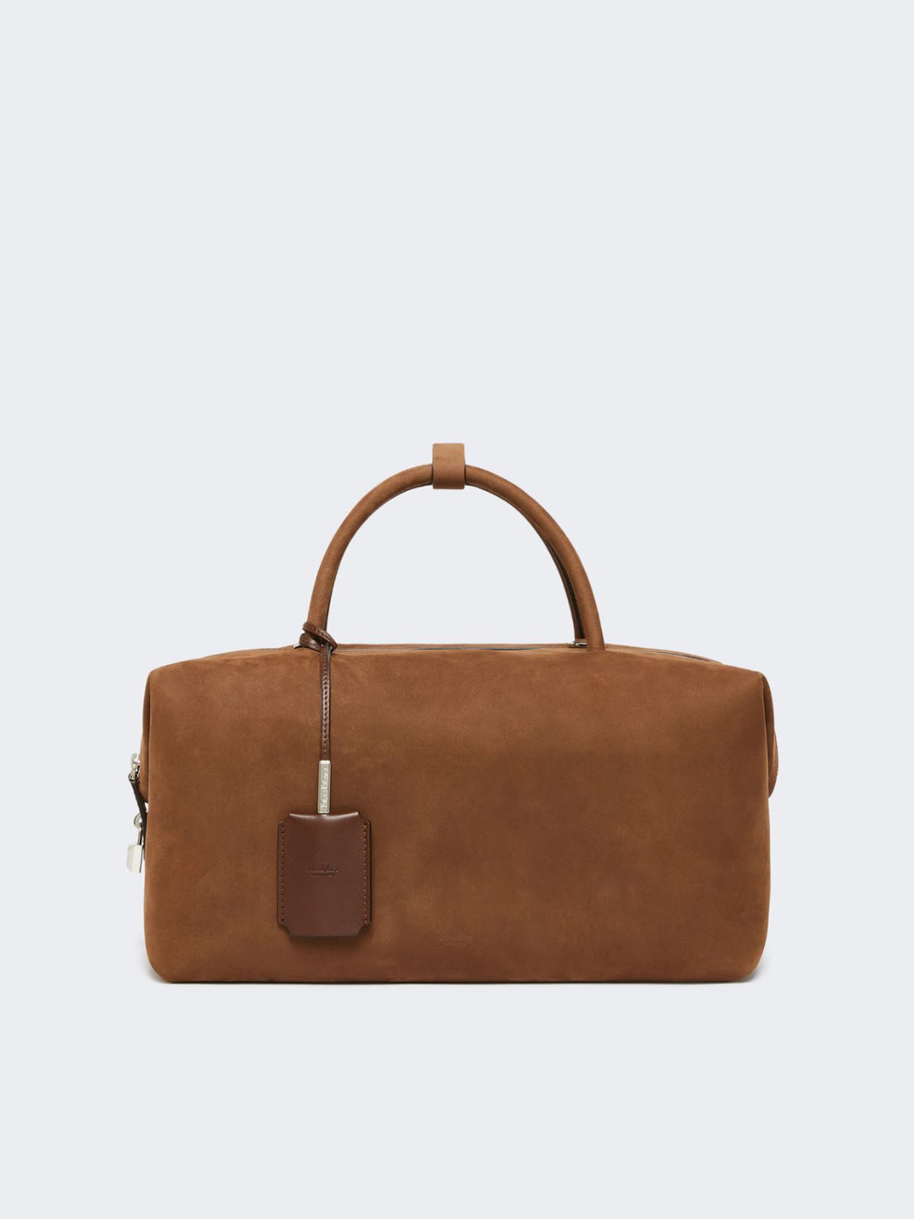 Large nubuck leather Boston bag - Dark brown