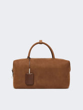 Large nubuck leather Boston bag - Dark brown