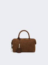 Small nubuck leather bowler bag - Dark brown