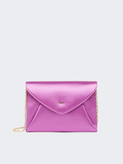 Viscose and silk satin clutch bag - Fuchsia