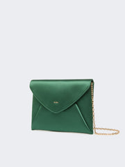 Viscose and silk satin clutch bag - Emerald