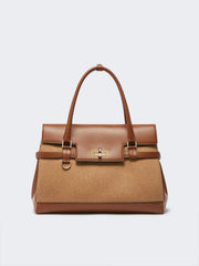 Camel and leather handbag - Camel