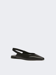 Nappa leather flat slingbacks - Black