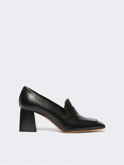 Leather loafers with heel - Black