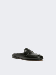 Smooth leather mule moccasins - Black