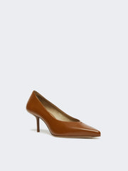 Smooth leather court shoes - Amber brown
