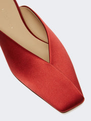 Viscose and silk satin mules - Red
