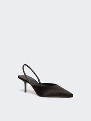 Viscose and silk satin slingbacks - Black