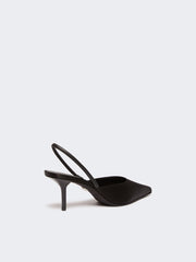 Viscose and silk satin slingbacks - Black