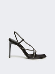 Satin and crystal sandals - Black