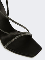 Satin and crystal sandals - Black