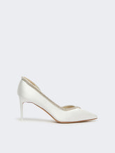 Crystal-adorned satin court shoes - Ivory