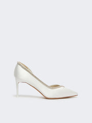 Crystal-adorned satin court shoes - Ivory
