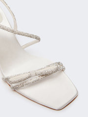 Satin and rhinestone sandals - Ivory